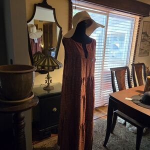 MAX STUDIO LONG SUMMER DRESS WITH STRAW HAT